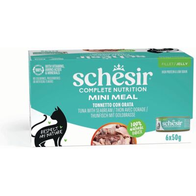 Voordeelverpakking Schesir Complete Nutrition Filet in gelei 24 x 50 g - Tonijn met Goudbrasem Voordeelverpakking Schesir Complete Nutrition Filet in gelei 24 x 50 g - Tonijn met Goudbrasem