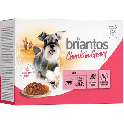 Voordeelpakket Briantos Chunks in Gravy 48 x 100 g - Rund & Wortel Voordeelpakket Briantos Chunks in Gravy 48 x 100 g - Rund & Wortel