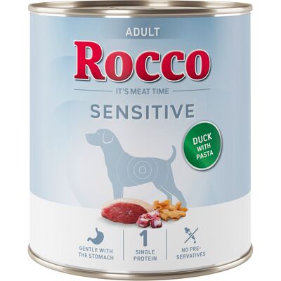 Rocco Sensitive 6 x 800 g Hondenvoer - Nieuw Receptuur - 6 x 800 g: Eend met Noedels Rocco Sensitive 6 x 800 g Hondenvoer - Nieuw Receptuur - 6 x 800 g: Eend met Noedels