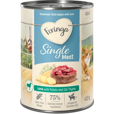 6x410g Single Meat Lam met Aardappel & Amberkruid Feringa Kattenvoer 6x410g Single Meat Lam met Aardappel & Amberkruid Feringa Kattenvoer