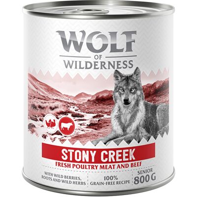 Wolf of Wilderness Senior “Expedition” 6 x 800 g - Stony Creek - Gevogelte met Rund Wolf of Wilderness Senior “Expedition” 6 x 800 g - Stony Creek - Gevogelte met Rund