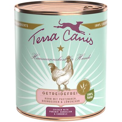 6x800g Graanvrij Kip met Pastinaken, Paardenbloem & Bramen Terra Canis Hondenvoer 6x800g Graanvrij Kip met Pastinaken, Paardenbloem & Bramen Terra Canis Hondenvoer