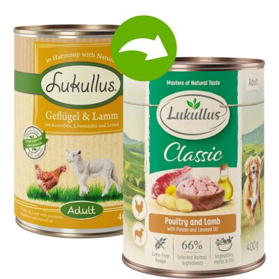24x400g Adult Mix 3 Soorten Graanvrij Lukullus Hondenvoer 24x400g Adult Mix 3 Soorten Graanvrij Lukullus Hondenvoer