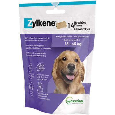 Vetoquinol 14 Chews voor Grote Honden Zylkene Rustgevende Kauwsnackjes Vetoquinol 14 Chews voor Grote Honden Zylkene Rustgevende Kauwsnackjes
