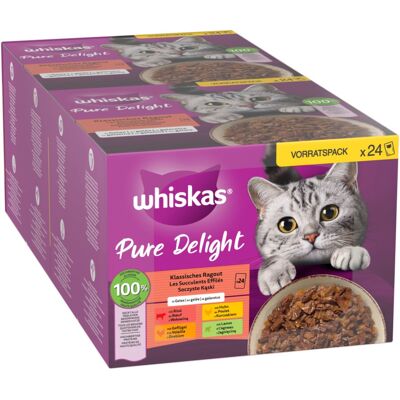 48x85g Klassieke Ragout in Gelei Pure Delight Whiskas Kattenvoer 48x85g Klassieke Ragout in Gelei Pure Delight Whiskas Kattenvoer