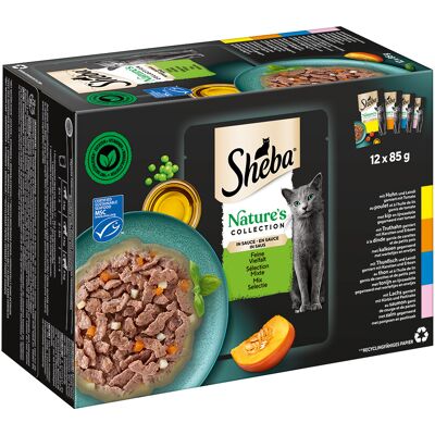 48x 85g Sheba Nature's Collection in Saus heerlijke variatie (kip, kalkoen, tonijn, zalm) 48x 85g Sheba Nature's Collection in Saus heerlijke variatie (kip, kalkoen, tonijn, zalm)