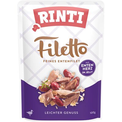 24x 100g RINTI Filetto Pouch in Jelly Eend met eendenhart natvoer voor honden 24x 100g RINTI Filetto Pouch in Jelly Eend met eendenhart natvoer voor honden