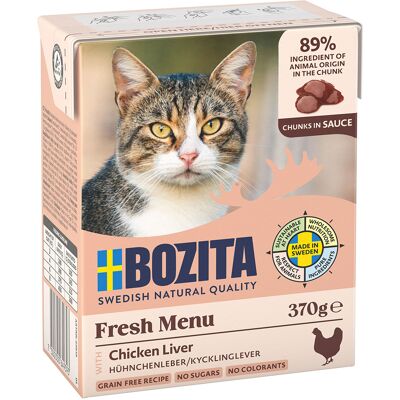 24x370g stukjes in Saus met Kippenlever Bozita Kattenvoer 24x370g stukjes in Saus met Kippenlever Bozita Kattenvoer