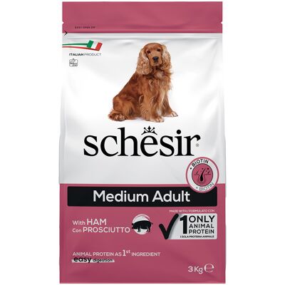 3kg Schesir Dog Medium Adult met ham droogvoer voor honden 3kg Schesir Dog Medium Adult met ham droogvoer voor honden