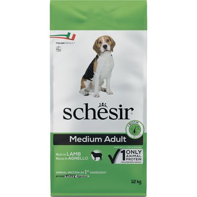 Voordeelpakket: 2x12kg Schesir Dog Medium Adult met lam droogvoer voor honden Voordeelpakket: 2x12kg Schesir Dog Medium Adult met lam droogvoer voor honden