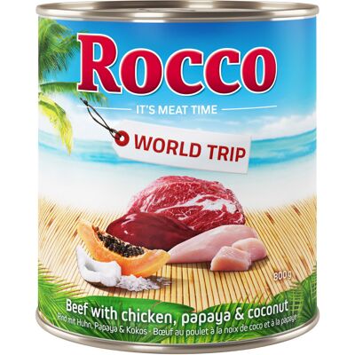 6x800g Wereldreis: Jamaica Kip met Kokos & Papaya Rocco Hondenvoer 6x800g Wereldreis: Jamaica Kip met Kokos & Papaya Rocco Hondenvoer