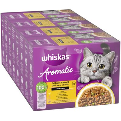 48x85g Whiskas 1+ Aromatic Selection Gevogelte in Saus nat kattenvoer 48x85g Whiskas 1+ Aromatic Selection Gevogelte in Saus nat kattenvoer
