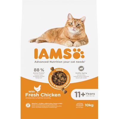 10kg IAMS Advanced Nutrition Senior droogvoer voor katten 11+ met kip 10kg IAMS Advanced Nutrition Senior droogvoer voor katten 11+ met kip