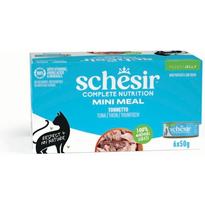 Voordeelverpakking 24x50g Schesir Complete Nutrition in gelei tonijn nat kattenvoer Voordeelverpakking 24x50g Schesir Complete Nutrition in gelei tonijn nat kattenvoer