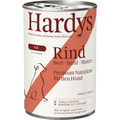 6x 400g Hardys Pure Rund natvoer voor honden 6x 400g Hardys Pure Rund natvoer voor honden
