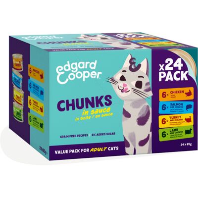 24 x 85 g Edgard & Cooper Kattenbrokken 4 soorten natvoer voor katten 24 x 85 g Edgard & Cooper Kattenbrokken 4 soorten natvoer voor katten