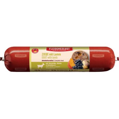 Fleischeslust Classic 8 x 400 g - Geit met lamsvlees, koolraap, pompoen en bosbessen. Fleischeslust Classic 8 x 400 g - Geit met lamsvlees, koolraap, pompoen en bosbessen.