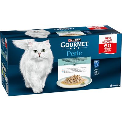 Mixpakket Gourmet Perle 60 x 85 g - Malse stukjes zee in saus (4 Soorten) Mixpakket Gourmet Perle 60 x 85 g - Malse stukjes zee in saus (4 Soorten)