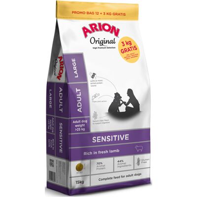 Arion Original Adult Large Breed Lam & Rijst - 12 + 3 kg gratis Arion Original Adult Large Breed Lam & Rijst - 12 + 3 kg gratis
