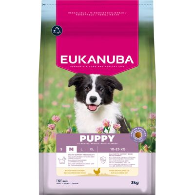 Dubbelpak: 2 x 3 kg Eukanuba Premium Nutrition Puppy Medium Breed Kip Hondenvoer droog Dubbelpak: 2 x 3 kg Eukanuba Premium Nutrition Puppy Medium Breed Kip Hondenvoer droog