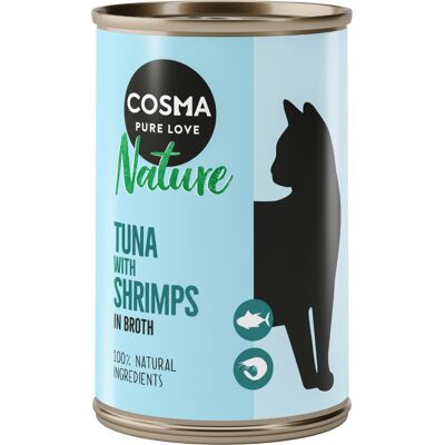 12 x 140 g Cosma Nature Voordeelpakket Kattenvoer - Tonijn & Garnalen 12 x 140 g Cosma Nature Voordeelpakket Kattenvoer - Tonijn & Garnalen