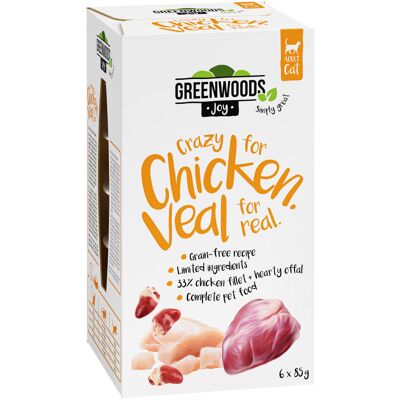 24x85g Greenwoods Joy Kipfilet met Kalf Kattenvoer nat 24x85g Greenwoods Joy Kipfilet met Kalf Kattenvoer nat