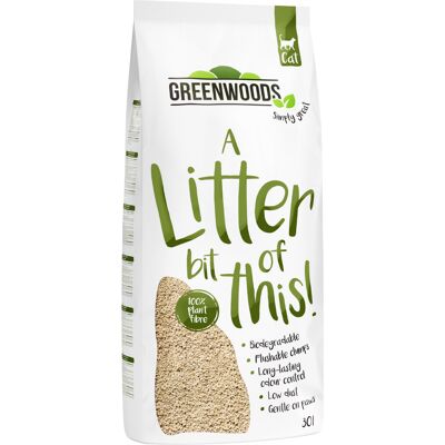 30L/12,9kg Plant Fibre Greenwoods Kattenbakvulling Klompvormend 30L/12,9kg Plant Fibre Greenwoods Kattenbakvulling Klompvormend