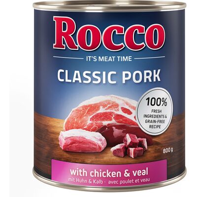 Rocco Classic Pork 6 x 800 g Hondenvoer Kip & Kalf Rocco Classic Pork 6 x 800 g Hondenvoer Kip & Kalf
