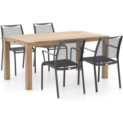 Apple Bee Hawaii/ROUGH-S 160cm dining tuinset 5-delig stapelbaar - Laagste prijsgarantie! Grijs Apple Bee Hawaii/ROUGH-S 160cm dining tuinset 5-delig stapelbaar - Laagste prijsgarantie! Grijs