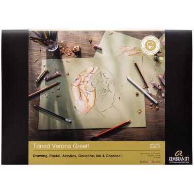 Rembrandt Toned Paper Verona Groen - 180 gram - A3 8712079453671 Verf Rembrandt Toned Paper Verona Groen - 180 gram - A3 8712079453671 Verf
