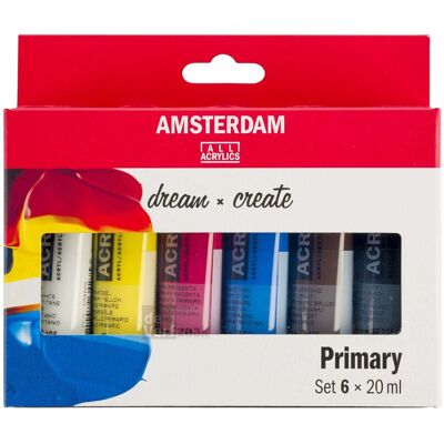 Amsterdam Acrylverf - set 6 x 20 ml - Primair 8712079451158 Verf Amsterdam Acrylverf - set 6 x 20 ml - Primair 8712079451158 Verf