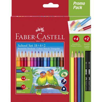 Faber Castell Kleurpotloden - promo set 18 + 4 + 2 4005402015979 Verf Faber Castell Kleurpotloden - promo set 18 + 4 + 2 4005402015979 Verf