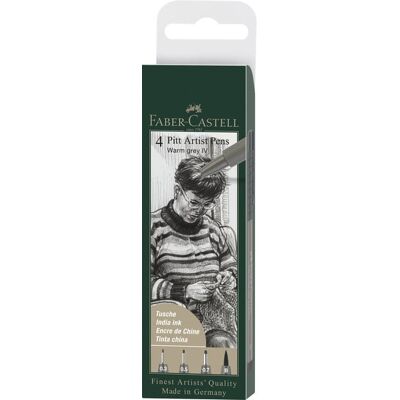 Faber Castell Pitt Artist Pen - set 4 stuks - warm grijs 4005401671695 Verf Faber Castell Pitt Artist Pen - set 4 stuks - warm grijs 4005401671695 Verf