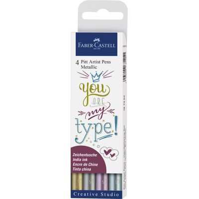 Faber Castell Pitt Artist Pen - set 4 stuks - metallic 4005401673040 Verf Faber Castell Pitt Artist Pen - set 4 stuks - metallic 4005401673040 Verf