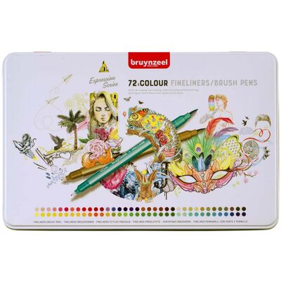 Bruynzeel Creatives Fineliner / Brushpen set 12 kleuren 8712079454364 Verf Bruynzeel Creatives Fineliner / Brushpen set 12 kleuren 8712079454364 Verf