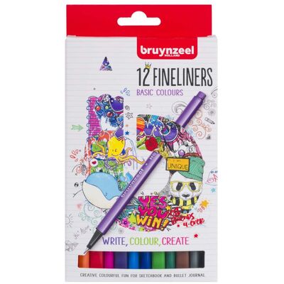 Bruynzeel Fineliner - 12 kleuren - basis 8712079454128 Verf Bruynzeel Fineliner - 12 kleuren - basis 8712079454128 Verf