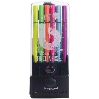 Bruynzeel Fineliner - 12 kleuren - neon & pastel 8712079476274 Verf Bruynzeel Fineliner - 12 kleuren - neon & pastel 8712079476274 Verf