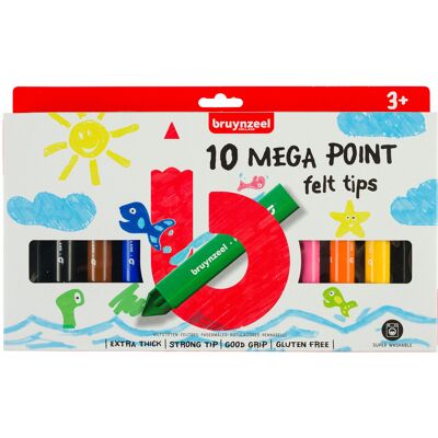 Bruynzeel Kids 10 Mega Points viltstiften 8712079420918 Verf Bruynzeel Kids 10 Mega Points viltstiften 8712079420918 Verf
