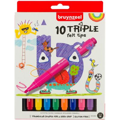 Bruynzeel Kids 10 Triple viltstiften 8712079421045 Verf Bruynzeel Kids 10 Triple viltstiften 8712079421045 Verf