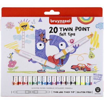 Bruynzeel Kids 20 Twin Point viltstiften 8712079420956 Verf Bruynzeel Kids 20 Twin Point viltstiften 8712079420956 Verf