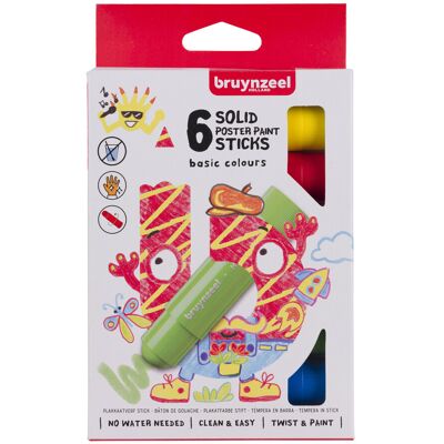 Bruynzeel Plakkaatverf sticks set - 6 kleuren 8712079468514 Verf Bruynzeel Plakkaatverf sticks set - 6 kleuren 8712079468514 Verf