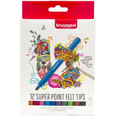Bruynzeel Super Point 12 viltstiften 8712079476212 Verf Bruynzeel Super Point 12 viltstiften 8712079476212 Verf