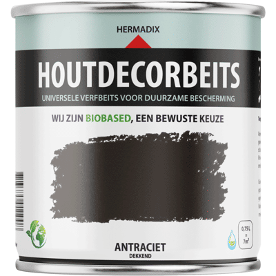 Hermadix Houtdecor Verfbeits - Antraciet Hermadix Houtdecor Verfbeits - Antraciet