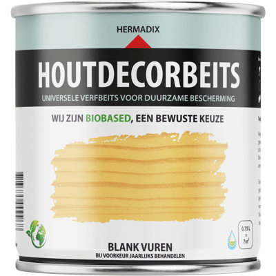 Hermadix Houtdecor Verfbeits Transparant - Blank Vuren Hermadix Houtdecor Verfbeits Transparant - Blank Vuren