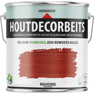 Hermadix Houtdecor Verfbeits Transparant - Mahonie Hermadix Houtdecor Verfbeits Transparant - Mahonie