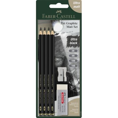 Faber Castell Pitt Grafietpotloden Mat - set 4 stuks (2B, 6B, 10B, 14B) 4005401152989 Verf Faber Castell Pitt Grafietpotloden Mat - set 4 stuks (2B, 6B, 10B, 14B) 4005401152989 Verf