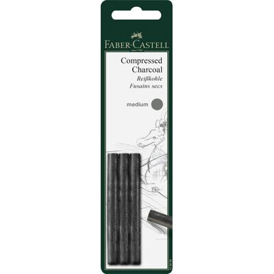 Faber Castell Pitt Monochroom Houtskool geperst - medium - 3 stuks 4005401299998 Verf Faber Castell Pitt Monochroom Houtskool geperst - medium - 3 stuks 4005401299998 Verf