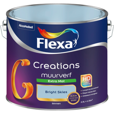 Flexa Flexa Creations Muurverf Extra Mat - Bright Skies 1 liter 8711113104814 Verf Flexa Flexa Creations Muurverf Extra Mat - Bright Skies 1 liter 8711113104814 Verf