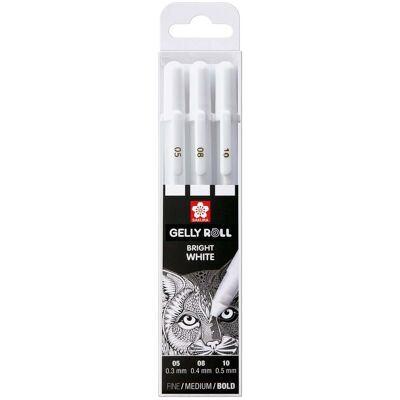 Sakura Gelly Roll - set van 3 witte gelpennen - 05, 08, 10 8712079409319 Verf Sakura Gelly Roll - set van 3 witte gelpennen - 05, 08, 10 8712079409319 Verf