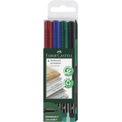 Faber Castell Multimarker permanent - set 4 stuks - fine 4005401513049 Verf Faber Castell Multimarker permanent - set 4 stuks - fine 4005401513049 Verf